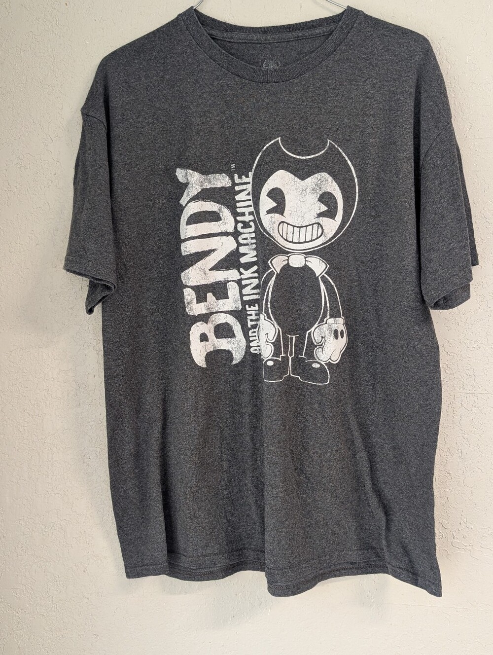 Bendy And The Ink Machine Graphic T L Gray White Gamer Punk Skater Video Game
